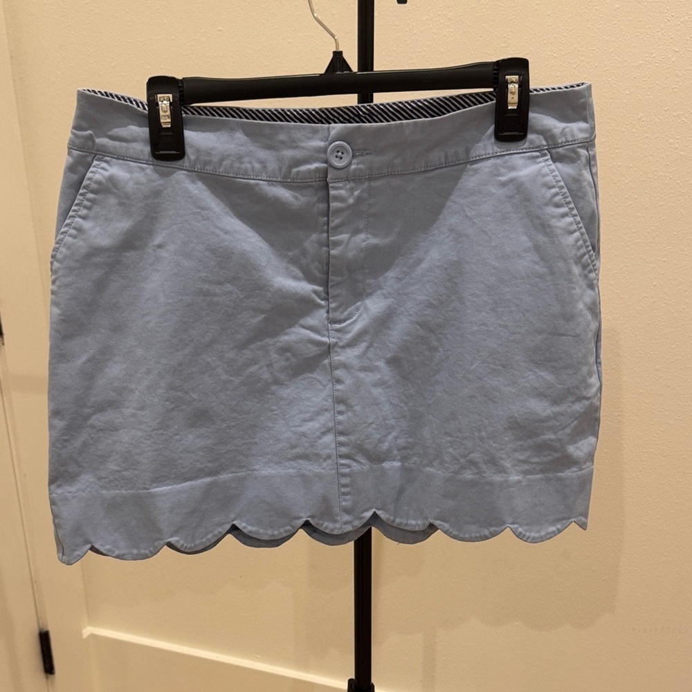 Crown & Ivy Light Blue Scalloped Mini Skirt